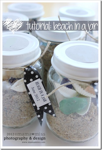 DIY gift of a beach in a jar with sand and shells