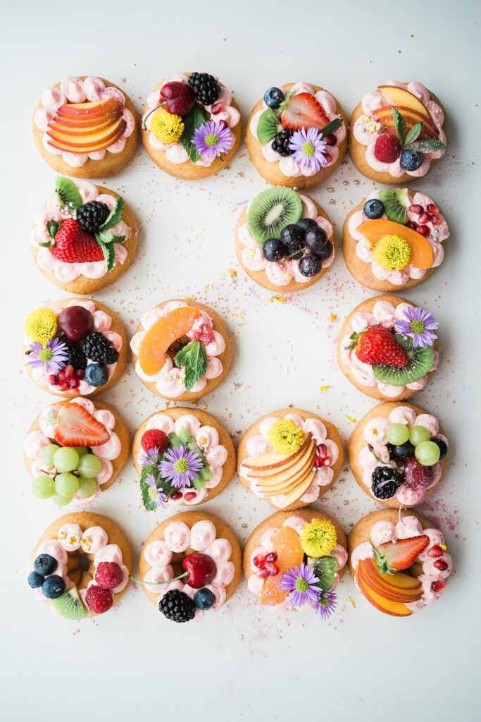 Fruit and flower tarts for Kentucky derby party